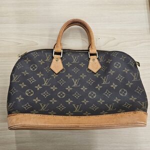 Louis Vuitton Black and Tan Monogram Satchel